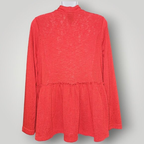 Bobeau Women's M RED Rayon Blend Semi Sheer Long Sleeve Open Front Cardigan - Picture 7 of 11